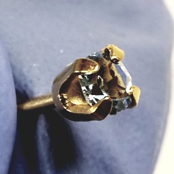 Swarovski Crystal Element - Gold Overlay Light Blue Stone "Tiny" Stud Earrings - Picture 6 of 12